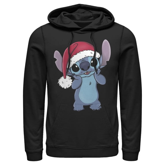 Men's Lilo & Stitch Santa Surprise Pull Over Hoodie Black Small