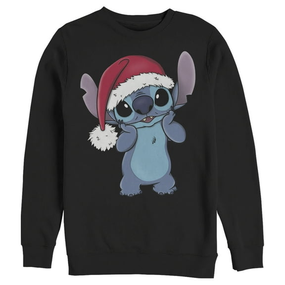 Men's Lilo & Stitch Santa Surprise  Sweatshirt Black Large