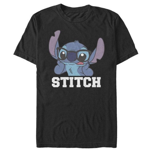 Men's Lilo & Stitch Silly Black Glasses  Graphic Tee Black X Large