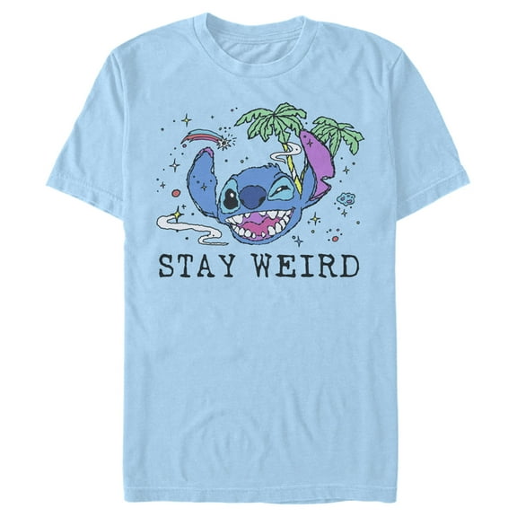 Men's Lilo & Stitch Stay Weird Graphic Tee Light Blue 3X Large
