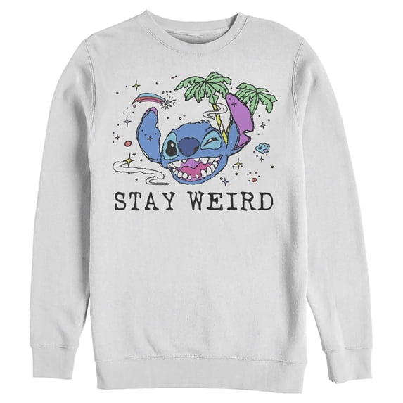 Men's Lilo & Stitch Stay Weird Sweatshirt White Large
