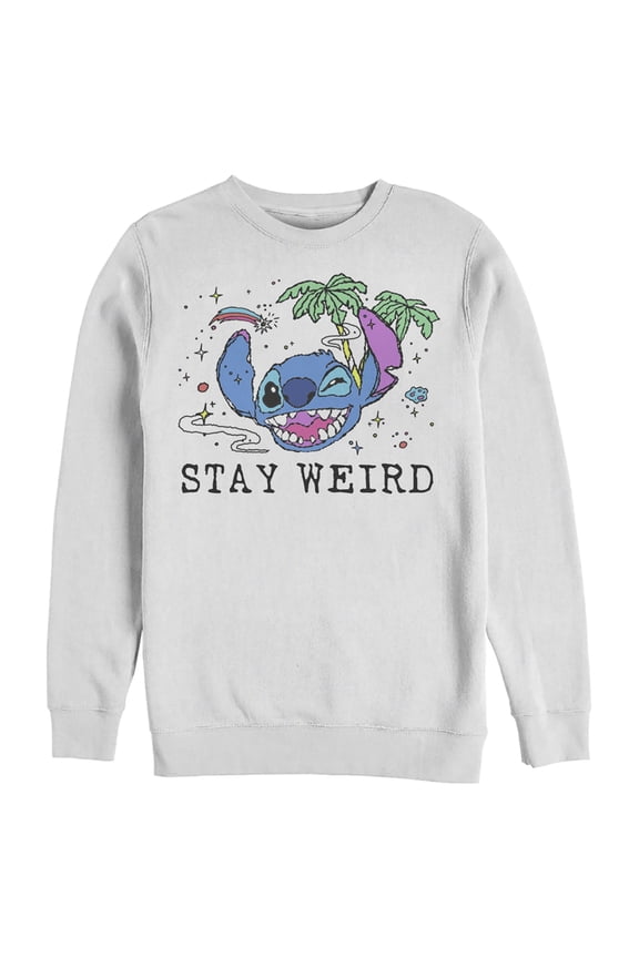 Men's Lilo & Stitch Stay Weird Sweatshirt White Medium