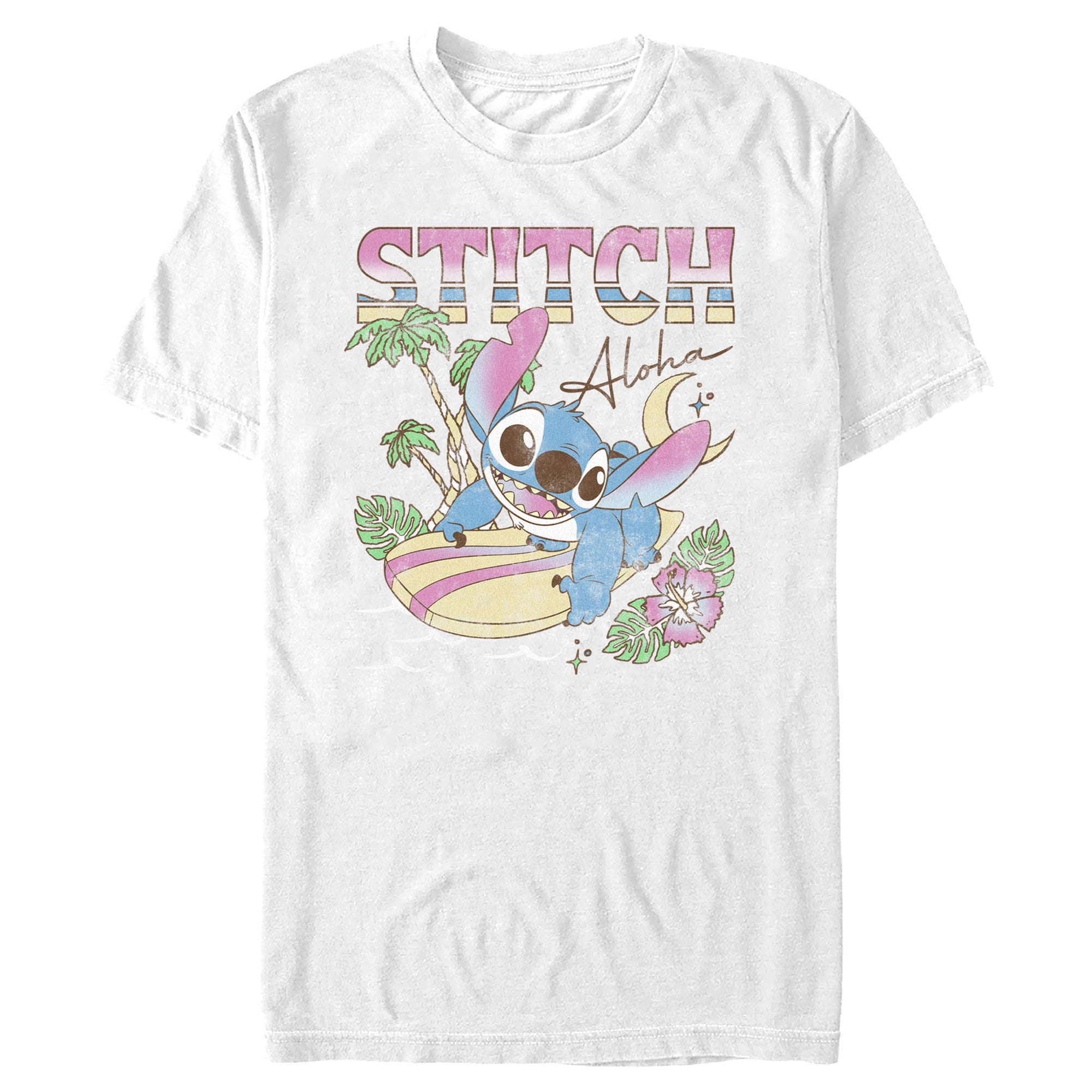 Men's Lilo & Stitch Surfing Stitch Graphic Tee White Medium
