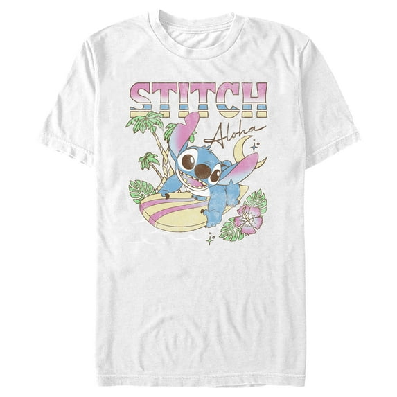 Men's Lilo & Stitch Surfing Stitch Graphic Tee White Small