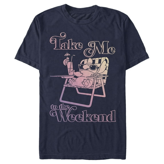 Men's Lilo & Stitch Take Me to the Weekend Graphic Tee Navy Blue Small
