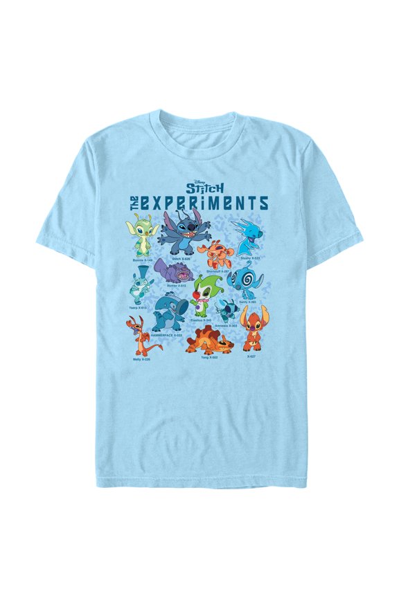 Men's Lilo & Stitch The Experiments Portraits  Graphic Tee Light Blue Medium