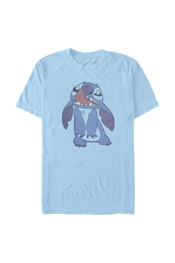 Men's Lilo & Stitch Tongue Out Stitch Graphic Tee Light Blue 3X Large