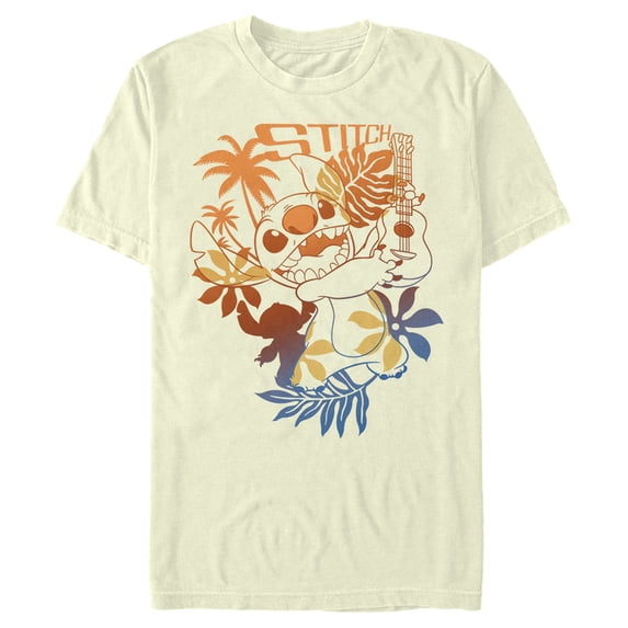 Men's Lilo & Stitch Tropical Ukulele Graphic Tee Beige Small