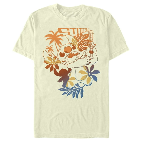 Men's Lilo & Stitch Tropical Ukulele  Graphic Tee Beige Small