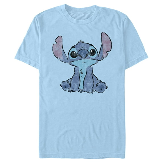 Men's Lilo & Stitch Watercolor Stitch Graphic Tee Light Blue Large