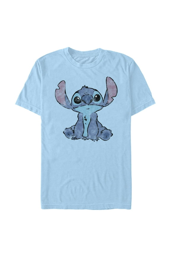 Men's Lilo & Stitch Watercolor Stitch  Graphic Tee Light Blue Small