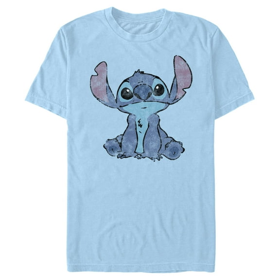 Men's Lilo & Stitch Watercolor Stitch  Graphic Tee Light Blue X Large