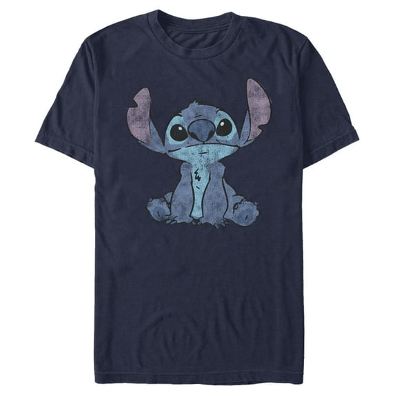 Men's Lilo & Stitch Watercolor Stitch Graphic Tee Navy Blue Medium