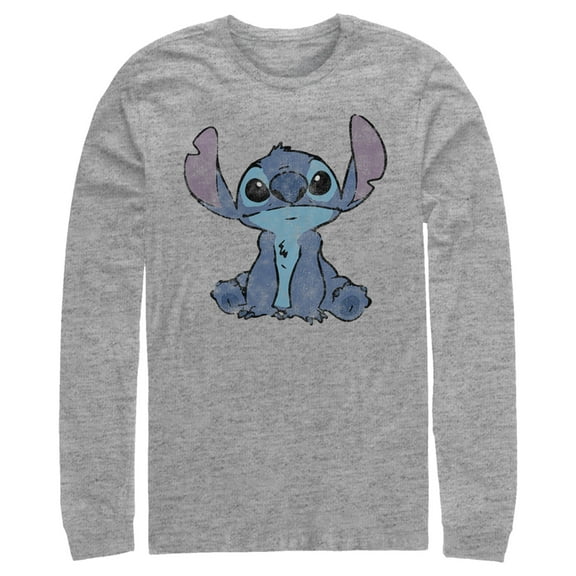 Men's Lilo & Stitch Watercolor Stitch Long Sleeve Shirt Athletic Heather X Large