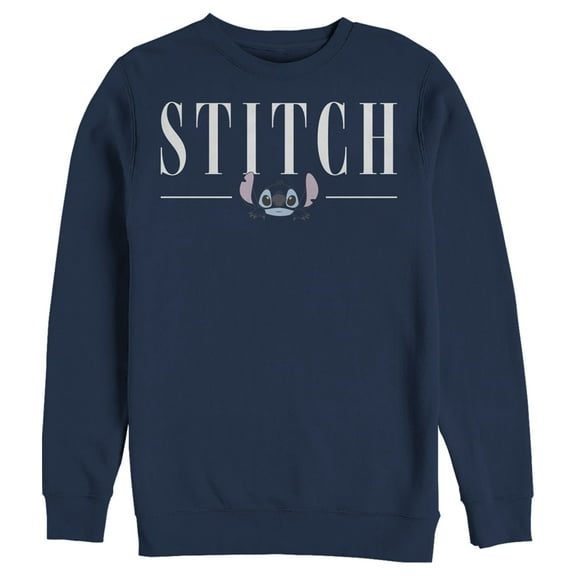 Men's Lilo & Stitch White Script Face Sweatshirt Navy Blue 2X Large