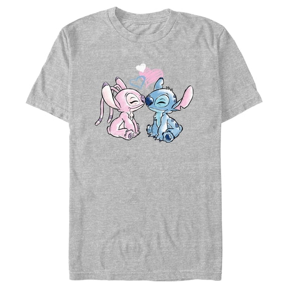 Men's Lilo & Stitch With Angel Couple Graphic Tee Athletic Heather Medium