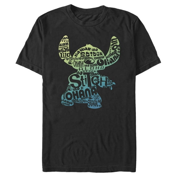 Men's Lilo & Stitch Yellow to Blue Silhouette Graphic Tee Black 3X Large