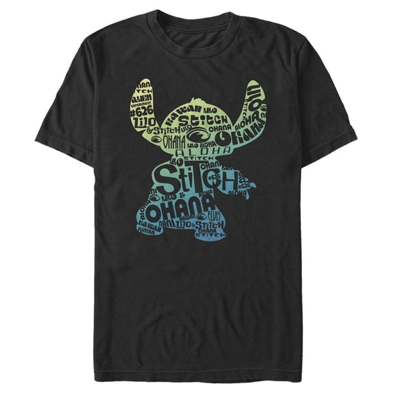 Men's Lilo & Stitch Yellow to Blue Silhouette Graphic Tee Black Small