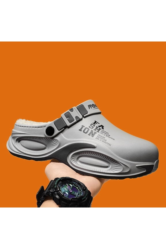 Men's Lined Air Cushion Platform Clogs Winter 2-in-1 Cloud Sensation Slippers Soft Sole Non Slip Closed Toe Shoes