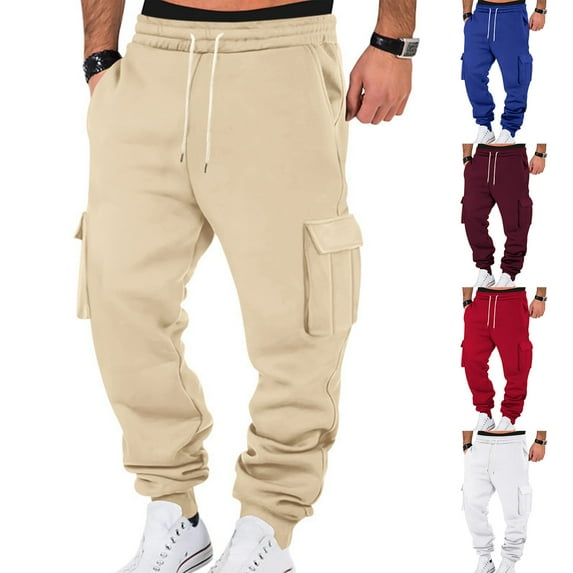 Men's Lined Pants Men's Lounge Pants Trouser Bottom Mens Active Athletic Workout Pants Basic Running Drawstring Workout Sweat Pants Men Running Jogging Pants