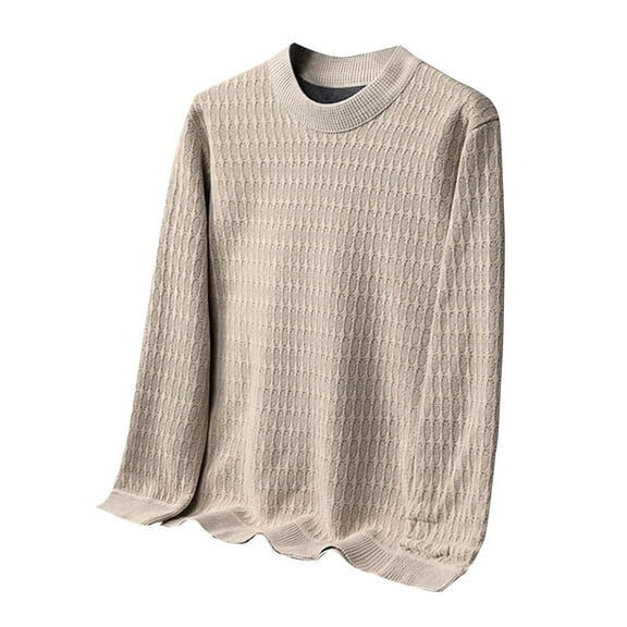 Men's Lined Plush Shirts Solid Color Casual Sweater Home Clothes Long Sleeve Round Neck Sweat Shirts Pullover Blouse Winter Lined Plush Warm Tops