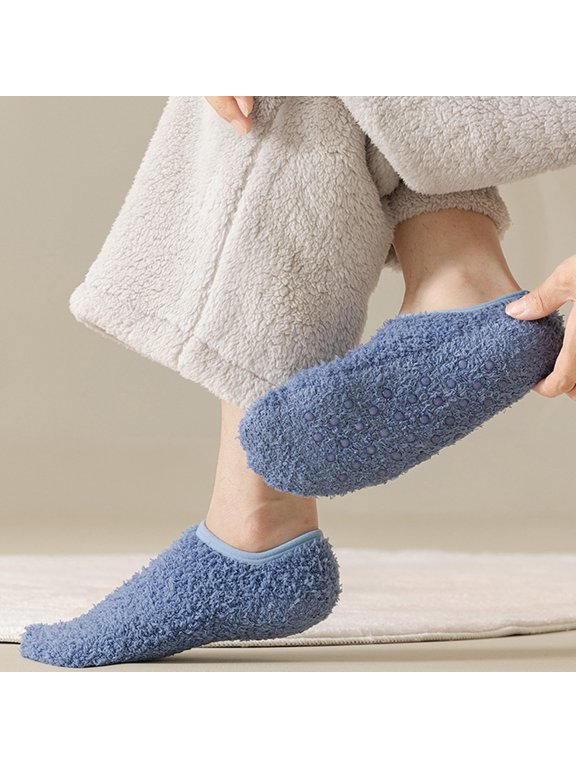 Men's Lined Slipper Socks with Grippers, Extra Thick Warm House no slip socks men for Indoor Sleep and Floor