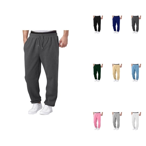 Men's Lined Sweatpants – Wide Straight Leg, High Waisted, Elastic Waist Joggers with Pockets, -Lined for Winter, Casual Athletic Workout Pants