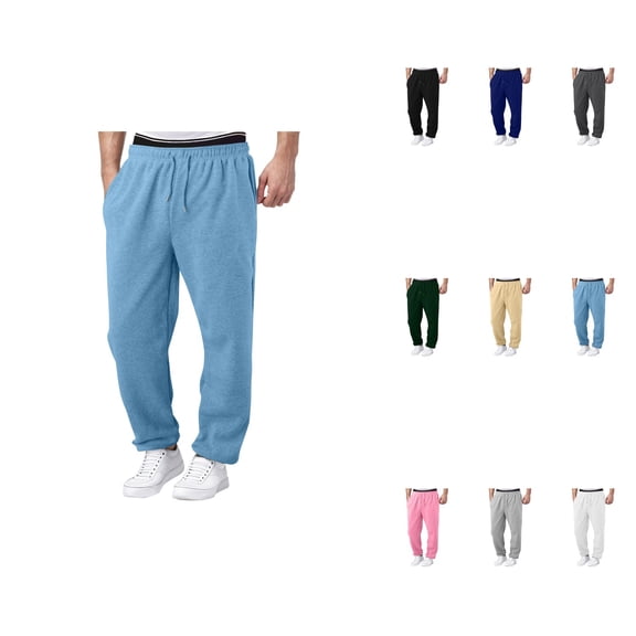 Men's Lined Sweatpants â Wide Straight Leg, High Waisted, Elastic Waist Joggers with Pockets, -Lined for Winter, Casual Athletic Workout Pants
