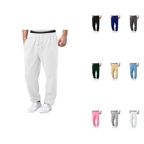 Men's Lined Sweatpants â Wide Straight Leg, High Waisted, Elastic Waist Joggers with Pockets, -Lined for Winter, Casual Athletic Workout Pants