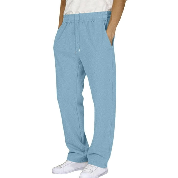 Men's Lined Sweatpants Wide Straight Leg Joggers High Waisted Yoga Workout Pants with Pockets Work Pants for Men Solid Casual Outdoor Pants Straight Type Trousers