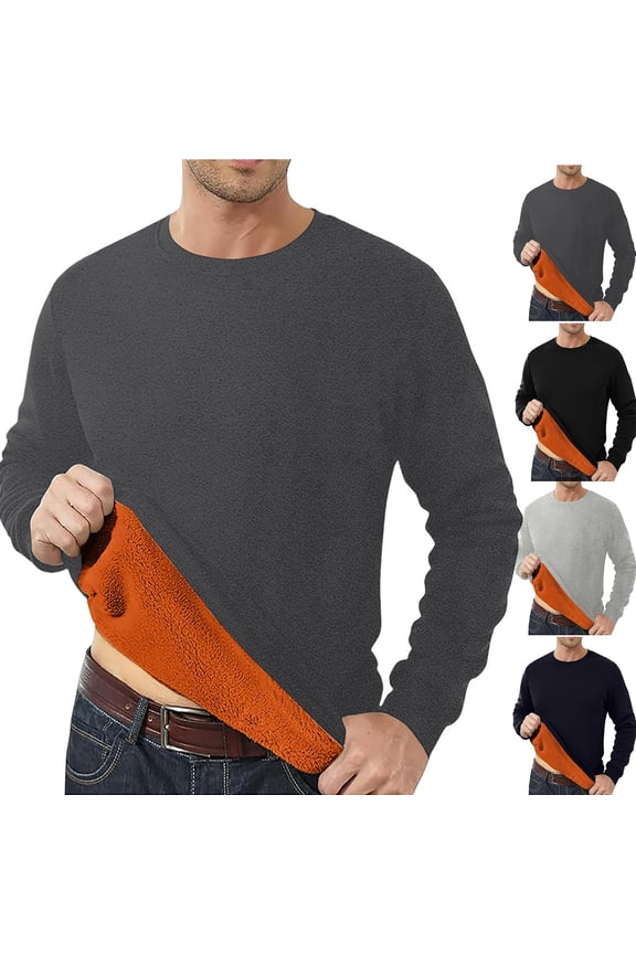 Men's Lined Sweatshirt, Premium Heavyweight Fleece Pullover Thick Thermal Top for Extreme Cold, Winter Outdoor Work and Daily Warmth,Black,XL