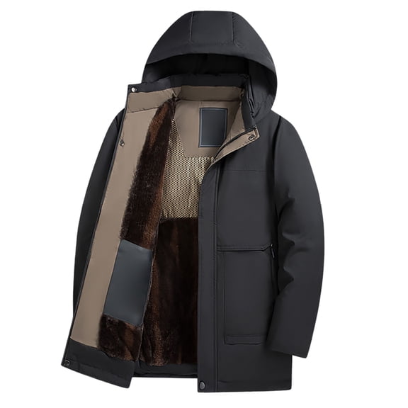Men's Lined Thickened Outdoor Casual Style Hooded Coat For Autumn And Winter
