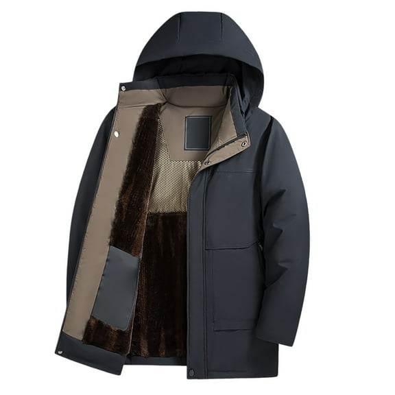 Men's Lined Thickened Outdoor Casual Style Hooded Coat For Autumn And Winter