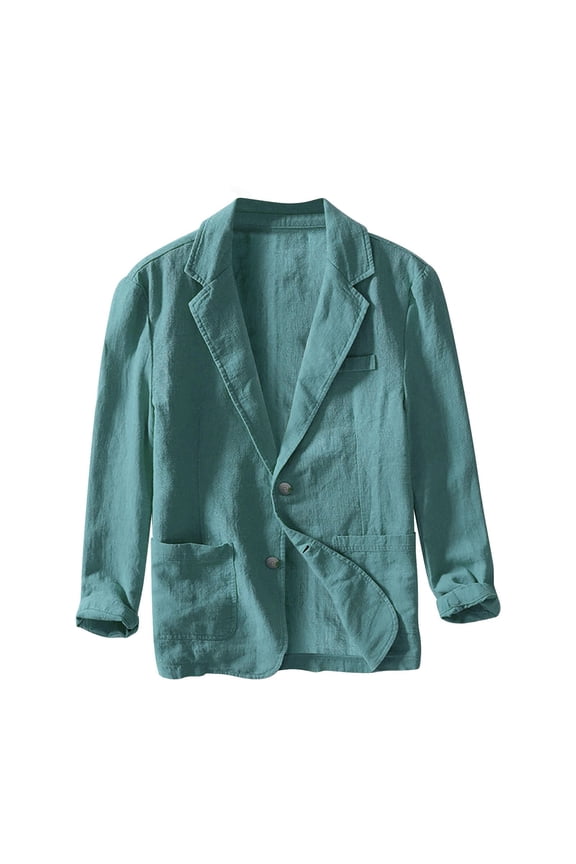 Men's Linen Blend Casual Blazer, 2-Button Unstructured Sport Coat, Lightweight Breathable Jacket for Business & Leisure, 6 Colors, Sizes M-4XL