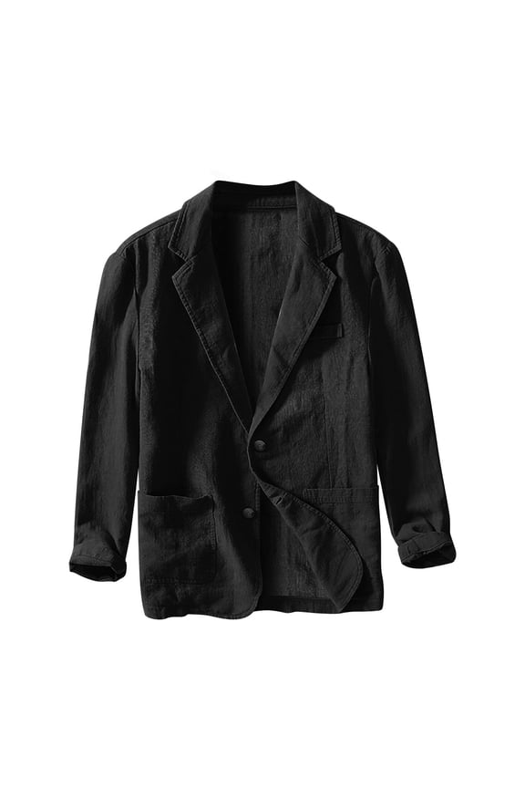 Men's Linen Blend Casual Blazer, 2-Button Unstructured Sport Coat, Lightweight Breathable Jacket for Business & Leisure, 6 Colors, Sizes M-4XL