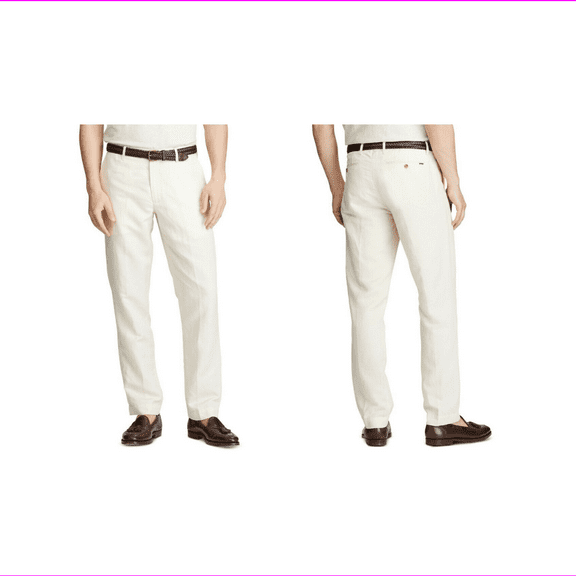 Men's Linen Blend Straight-Fit Pants-C-36WX30L