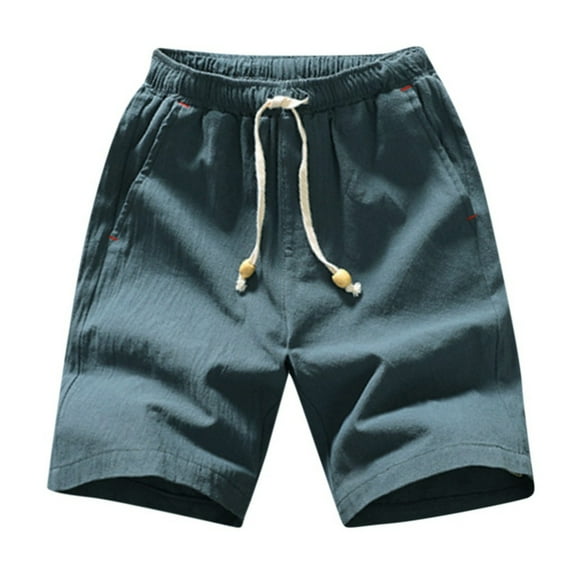 Men's Linen Board Shorts Loose Fit Breathable Beach Swim Trunks Summer Casual Shorts For Swimming Running Relaxing