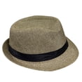 thumbnail image 1 of Men's Linen Breathable Fedora Hat Summer Short Brim Ribbon Panama Hat, 1 of 2