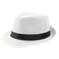 thumbnail image 1 of Men's Linen Breathable Fedora Hat Summer Short Brim Ribbon Panama Hat, 1 of 2