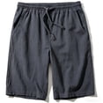 thumbnail image 1 of Men's Linen Casual Classic Fit 11 Inch Inseam Elastic Waist Shorts with Drawstring, 1 of 4