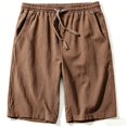 thumbnail image 1 of Men's Linen Casual Classic Fit 11 Inch Inseam Elastic Waist Shorts with Drawstring, 1 of 4