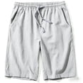 thumbnail image 1 of Men's Linen Casual Classic Fit 11 Inch Inseam Elastic Waist Shorts with Drawstring, 1 of 4