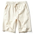 thumbnail image 1 of Men's Linen Casual Classic Fit 11 Inch Inseam Elastic Waist Shorts with Drawstring, 1 of 4