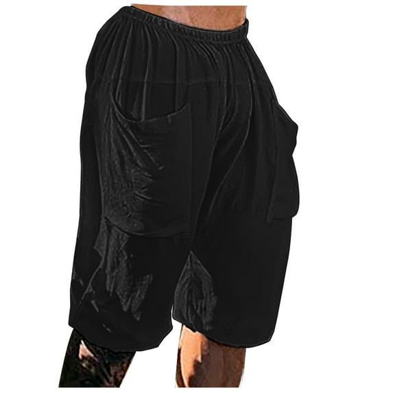 Men's Linen Casual Classic Shorts Elastic Waisted Summer Lightweight Board Short Loose Fit with Pockets