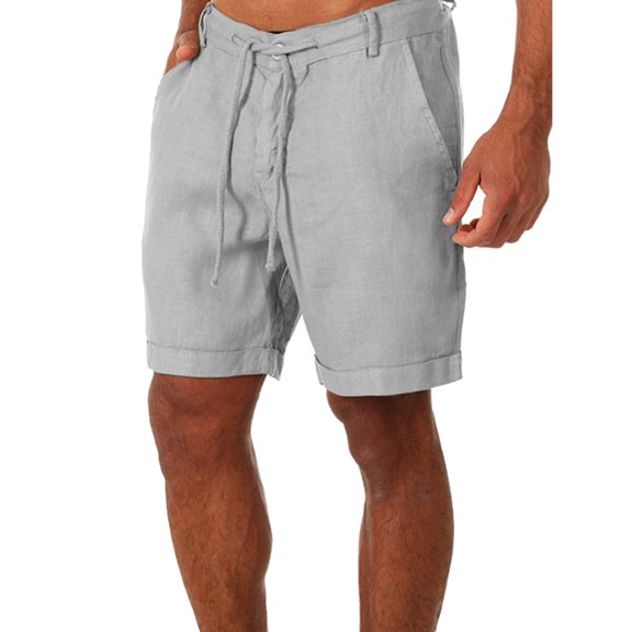 Men's Linen Casual Elastic Waist Summer Beach Short Pants