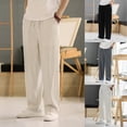 thumbnail image 1 of Men’s Linen Casual Pants Summer Thin Wide Leg Straight Barrel Loose Fit Trousers, 1 of 8