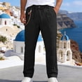 thumbnail image 1 of Men's Linen Casual Pants with Drawstring Waist and Side Pockets, 1 of 9