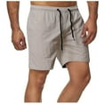 thumbnail image 1 of Men's Linen Cotton Drawstring Short Workout Running Shorts Lightweight Breathable Gym Athletic Shorts 5 inch Inseam Short Men Swim Trunks, 1 of 3