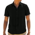thumbnail image 1 of Men's Linen Cotton Shirts Short Sleeve Casual Button Down Shirt Beach Summer Tops with Pocket, 1 of 6