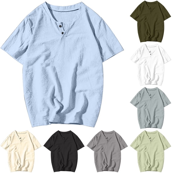 Men's Linen Cotton Short Sleeve Shirt Casual Button Down Quick Dry Beach Shirt UPF 50+ Breathable Summer Vacation Hiking | Zenithor,Dark Gray 2XL